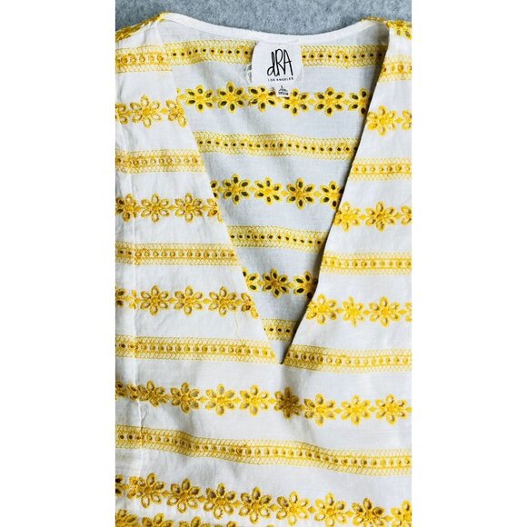 dRA Los Angeles Athena Dress Floral Eyelet Size L Lined Pockets V Neck - Picture 12 of 16